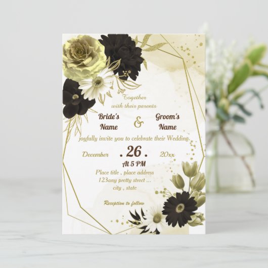 Verbazingwekkend bruin ivoorgoud florale geometris kaart (Staand voorkant)