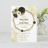 Verbazingwekkend bruin ivoren goudflorale bruiloft kaart (Staand voorkant)