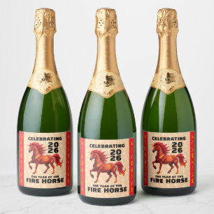 Verbazingwekkend Chinees Jaar van het Vuurpaard 20 Sparkling Wijnetiket