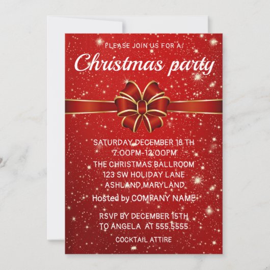 Verbazingwekkend, elegant, Red Shine-kerstuitnodig Kaart (Voorkant)