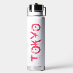 Verbazingwekkend en stijlvol Tokio-typografieontwe Waterfles