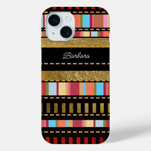 Verbazingwekkend gestreept patroon met haar naam Case-Mate iPhone case (Achterkant)