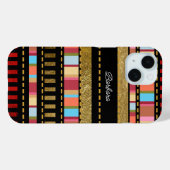 Verbazingwekkend gestreept patroon met haar naam Case-Mate iPhone case (Achterkant (horizontaal))