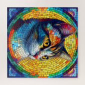 Verbazingwekkend Glas in lood Mozaïek Kattenportre Legpuzzel (Horizontaal)