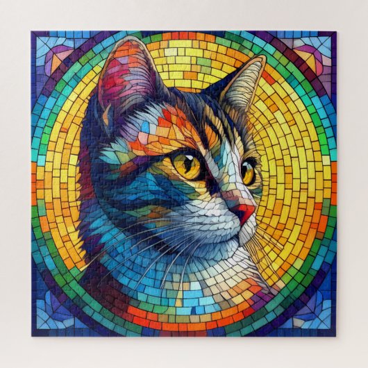 Verbazingwekkend Glas in lood Mozaïek Kattenportre Legpuzzel (Verticaal)