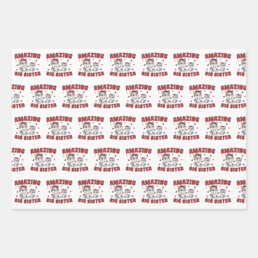 Verbazingwekkend groot zusje - Kettige katten rode Inpakpapier Vel (Voorkant)