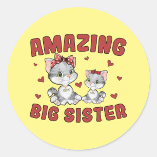 Verbazingwekkend groot zusje - Kettige katten rode Ronde Sticker