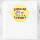 Verbazingwekkend groot zusje - Kettige katten rode Ronde Sticker (Tas)