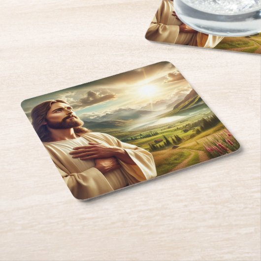 Verbazingwekkend Jezus Christus digitale schilderi Kartonnen Onderzetters (Schuin)