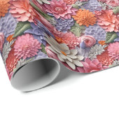 Verbazingwekkend kleurrijk 3D bloemig naadloos pat Cadeaupapier (Rol Hoek)