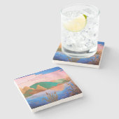verbazingwekkend kleurrijk abstract landschap stenen onderzetter (Zijkant)