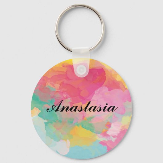 Verbazingwekkend kleurrijk met jouw naam sleutelhanger (Voorkant)