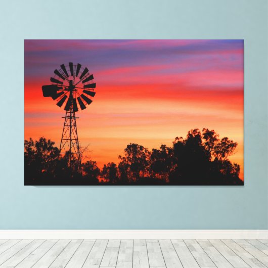 Verbazingwekkend kleurrijke dagzonnopwindmolen canvas afdruk (Insitu (Houten vloer))