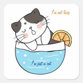 Verbazingwekkend luie kat aangepaste tekst vierkan vierkante sticker