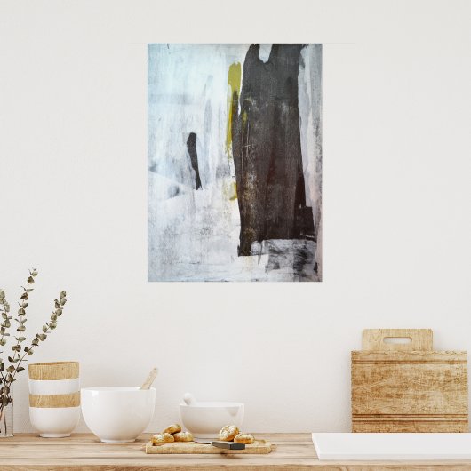'Verbazingwekkend moderne' Abstracte zwart-witkuns Poster (Keuken)