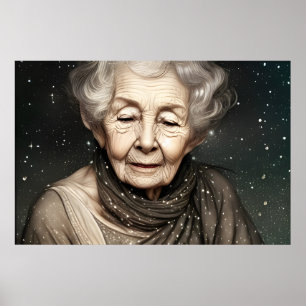 Verbazingwekkend Mooie Oude Vrouw Digitale Kunst Poster