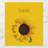 Verbazingwekkend mooie, trillende zonnebloem met n wijn etiket (Enkel label)