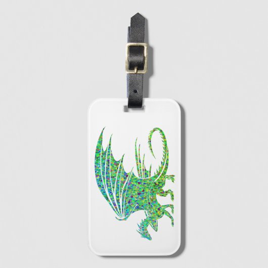 Verbazingwekkend Mozaïek Groene Draak Bagagelabel (Voorkant (verticaal))