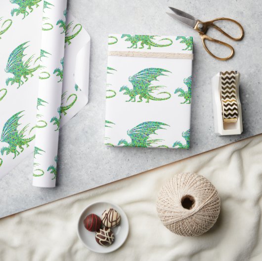 Verbazingwekkend Mozaïek Groene Draak Cadeaupapier (Crafts)