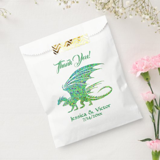 Verbazingwekkend mozaïek groene draak dank u bedankzakje (Gezegeld)