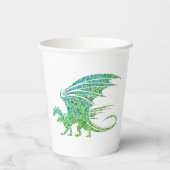 Verbazingwekkend Mozaïek Groene Draak Papieren Bekers (Achterkant)