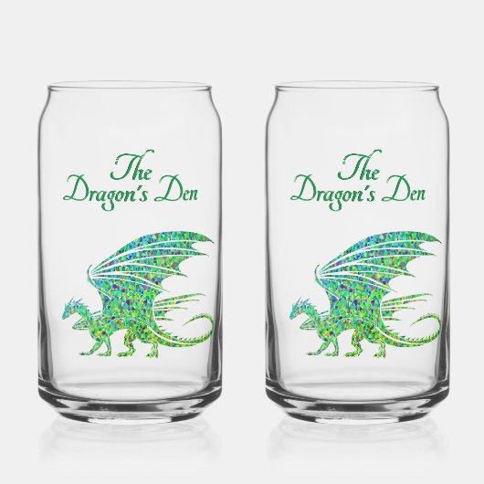 Verbazingwekkend mozaïek groene draak persoonlijk blikvorm glas (Voorkant)