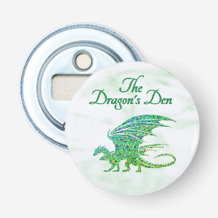 Verbazingwekkend mozaïek groene draak persoonlijk button flesopener