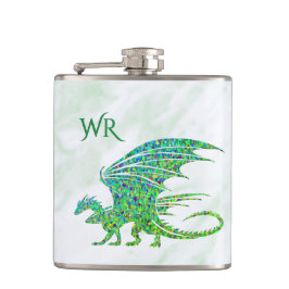 Verbazingwekkend mozaïek groene draak persoonlijk heupfles