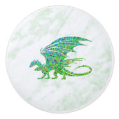 Verbazingwekkend mozaïek groene draak persoonlijk keramische knop (Voorkant)