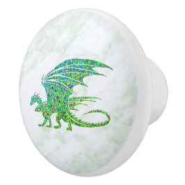 Verbazingwekkend mozaïek groene draak persoonlijk keramische knop