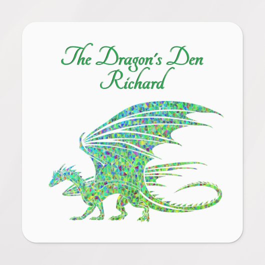 Verbazingwekkend mozaïek groene draak persoonlijk labels (Design 1)