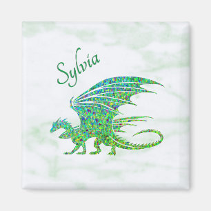 Verbazingwekkend mozaïek groene draak persoonlijk magneet