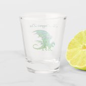 Verbazingwekkend mozaïek groene draak persoonlijk shot glas (Achterkant)