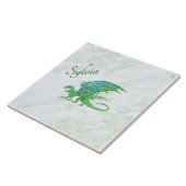 Verbazingwekkend mozaïek groene draak persoonlijk tegeltje (Zijkant)