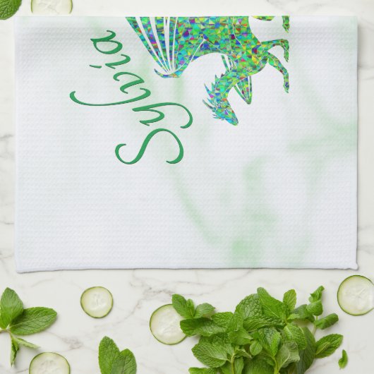 Verbazingwekkend mozaïek groene draak persoonlijk theedoek (Gevouwen)