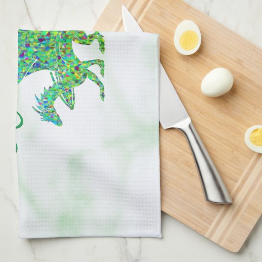 Verbazingwekkend mozaïek groene draak persoonlijk theedoek (Quarter Fold)