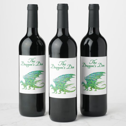 Verbazingwekkend mozaïek groene draak persoonlijk wijn etiket (Flessen)
