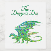 Verbazingwekkend mozaïek groene draak persoonlijk wijn etiket (Enkel label)