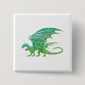 Verbazingwekkend Mozaïek Groene Draak Vierkante Button 5,1 Cm (Voorkant)