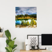 verbazingwekkend natuur blauw meer in de bergen poster (Thuiskantoor)