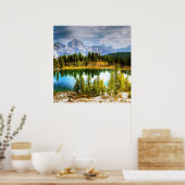 verbazingwekkend natuur blauw meer in de bergen poster (Keuken)