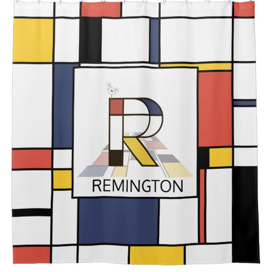 Verbazingwekkend neoplasticisme Art Monogram. Brie Douchegordijn (Voorkant)