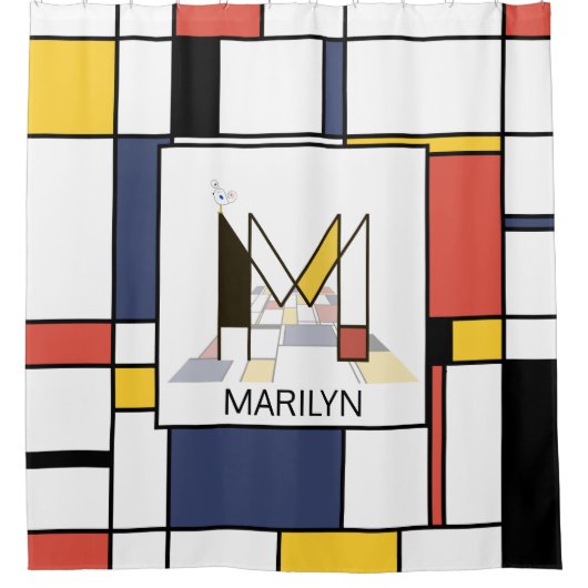 Verbazingwekkend neoplasticisme Art Monogram. Brie Douchegordijn (Voorkant)