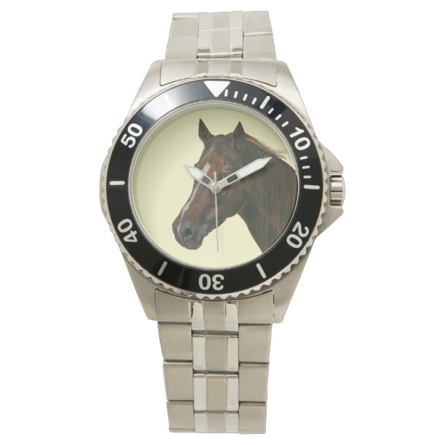 Verbazingwekkend portret van kastanje merrie bruin horloge (Voorkant)