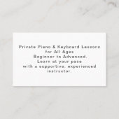 Verbazingwekkend realistisch pianotoetsenbord visitekaartje (Achterkant)