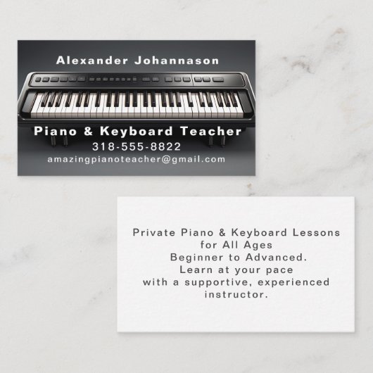 Verbazingwekkend realistisch pianotoetsenbord visitekaartje (Voorkant / Achterkant)