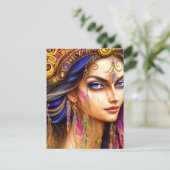 Verbazingwekkend realistische zigeunerdame Triptyc Feestdagenkaart (Staand voorkant)