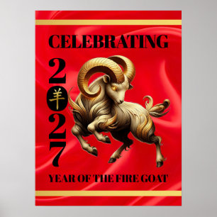 Verbazingwekkend Rood Goud Chinees Jaar van de Vuu Poster