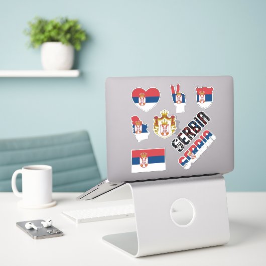 Verbazingwekkend Servië vormt nationale symbolen Sticker (Laptop op bureau)