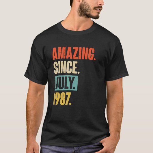 Verbazingwekkend sinds juli 1987 35 jaar oud 35e v t-shirt (Voorkant)